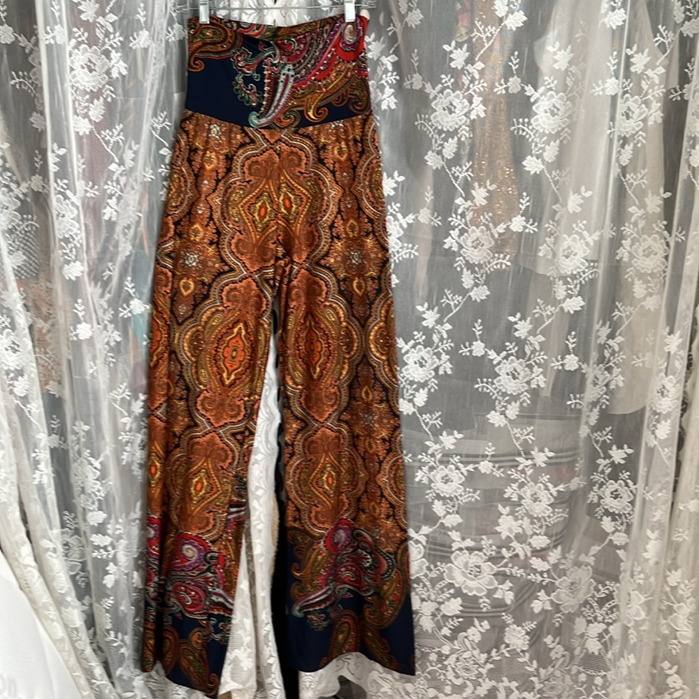 Paisley Print High-Waisted Pants Size Small